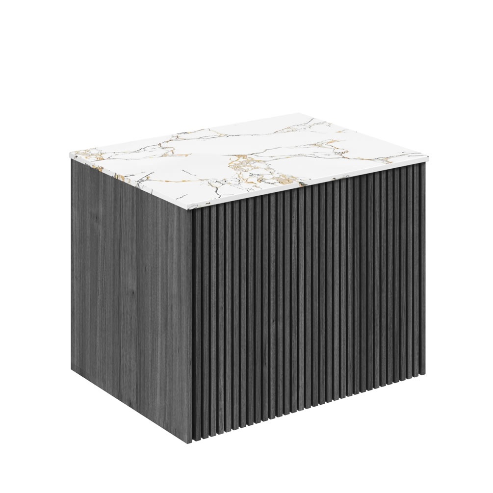 Crosswater Limit Steelwood 600mm Wall Hung Vanity Unit & Estatuario Worktop